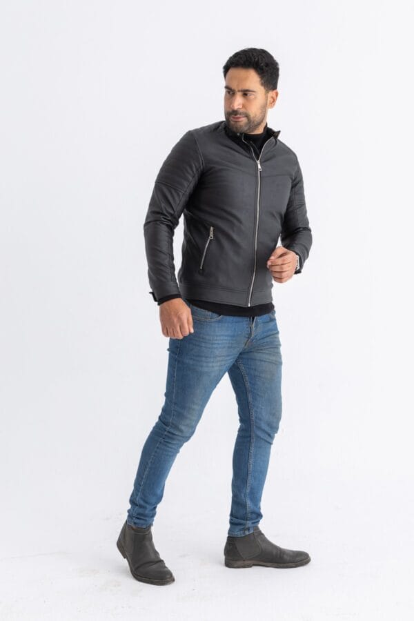 Black Leather Jacket  front zipper