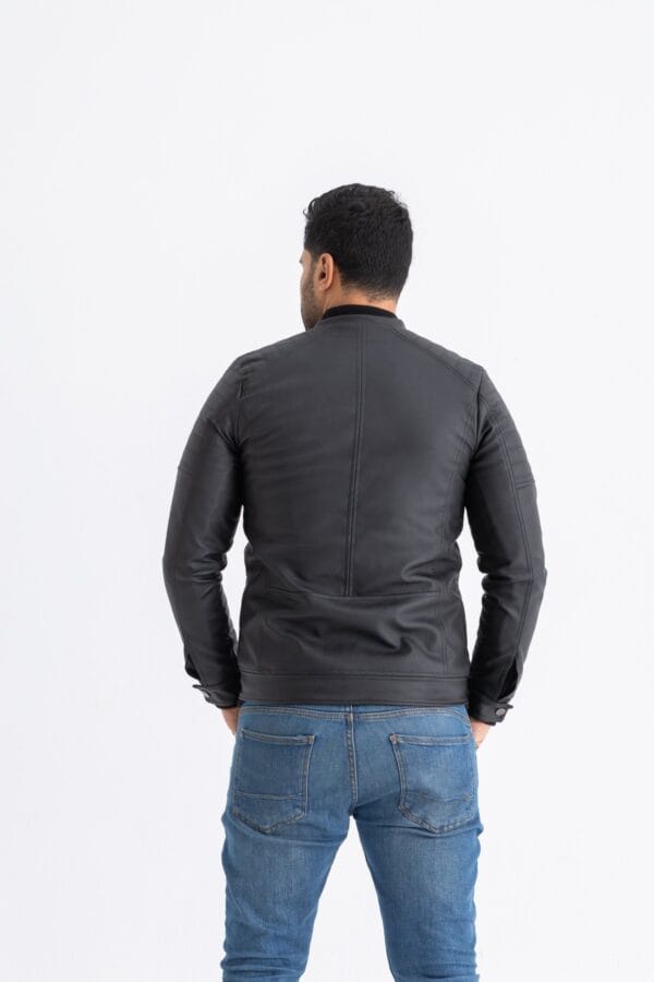 Black Leather Jacket  front zipper - Image 3