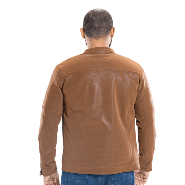 Brown Glossy Leather Jacket - Image 4