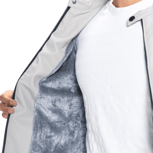 Grey Streamline Leather Jacket - Image 5