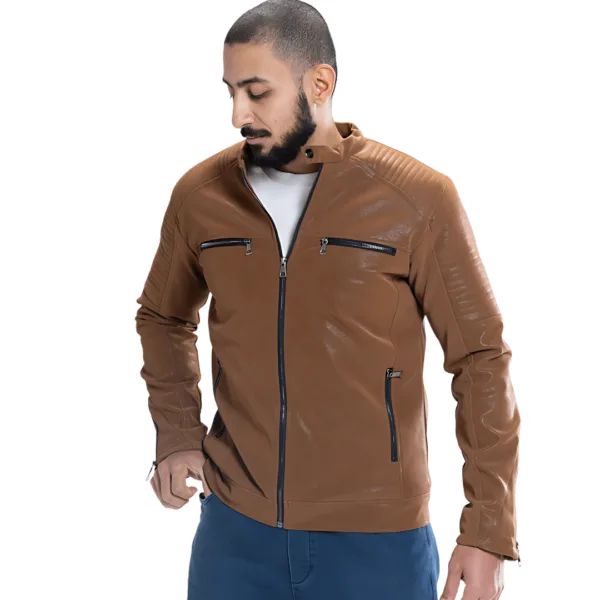 Brown Glossy Leather Jacket