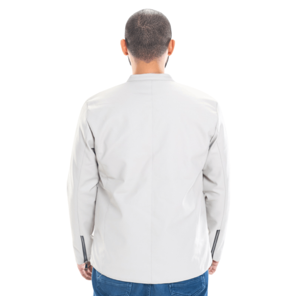 Grey Streamline Leather Jacket - Image 4