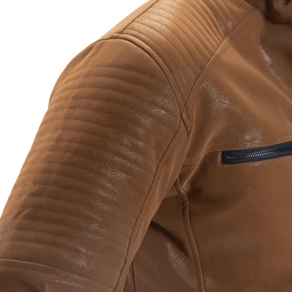 Brown Glossy Leather Jacket - Image 7