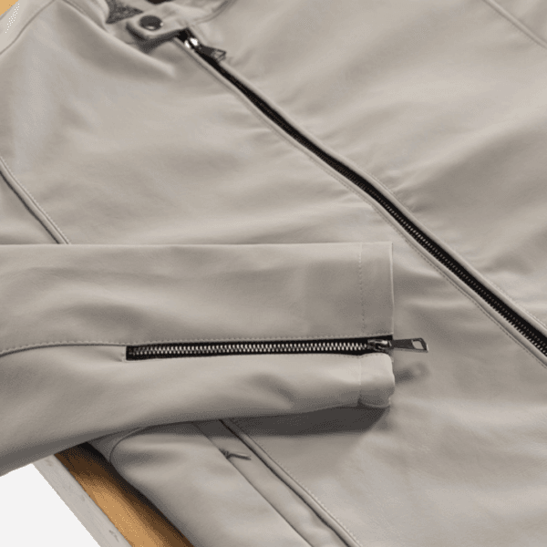 Grey Streamline Leather Jacket - Image 6