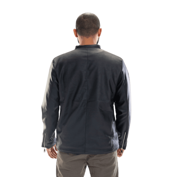 Black Streamline Leather Jacket - Image 4