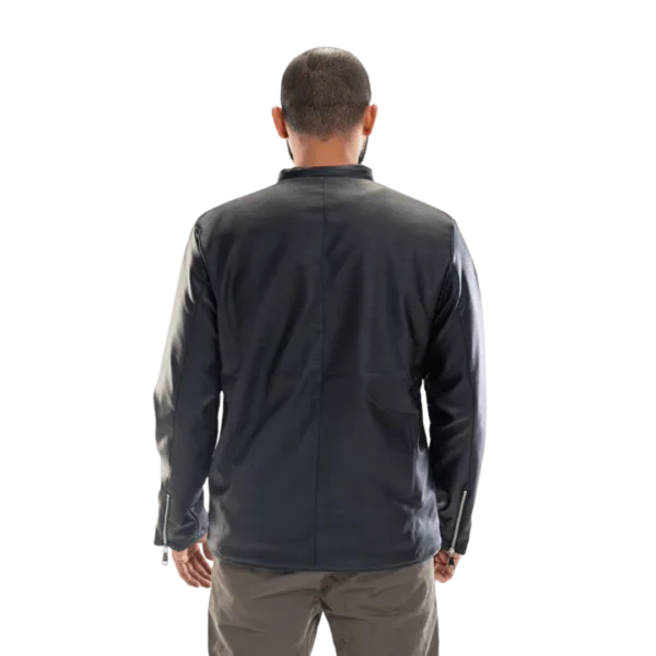 Black Streamline Leather Jacket - Image 4