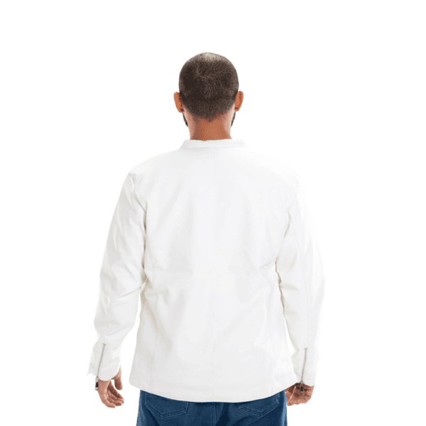 White Streamline Leather Jacket - Image 4