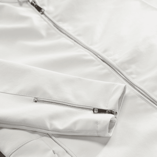 White Streamline Leather Jacket - Image 6