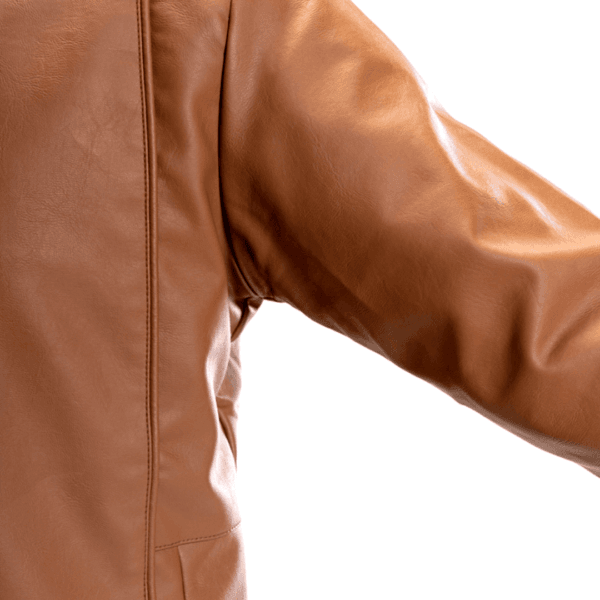 Brown Streamline Leather Jacket - Image 6