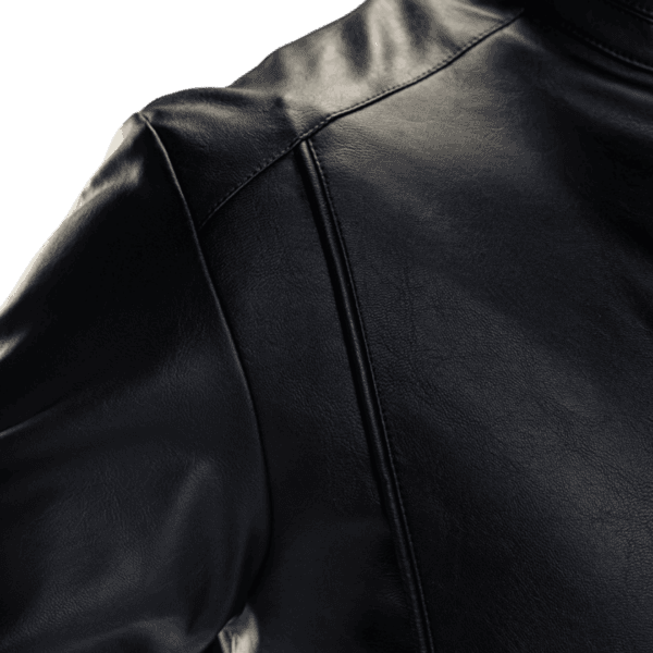 Black Streamline Leather Jacket - Image 7