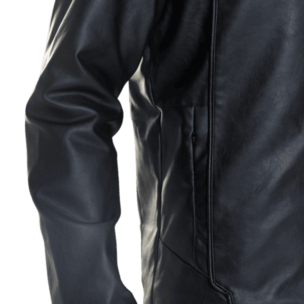 Black Streamline Leather Jacket - Image 6