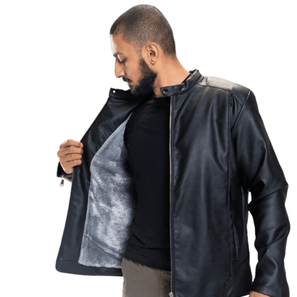 Black Streamline Leather Jacket - Image 3