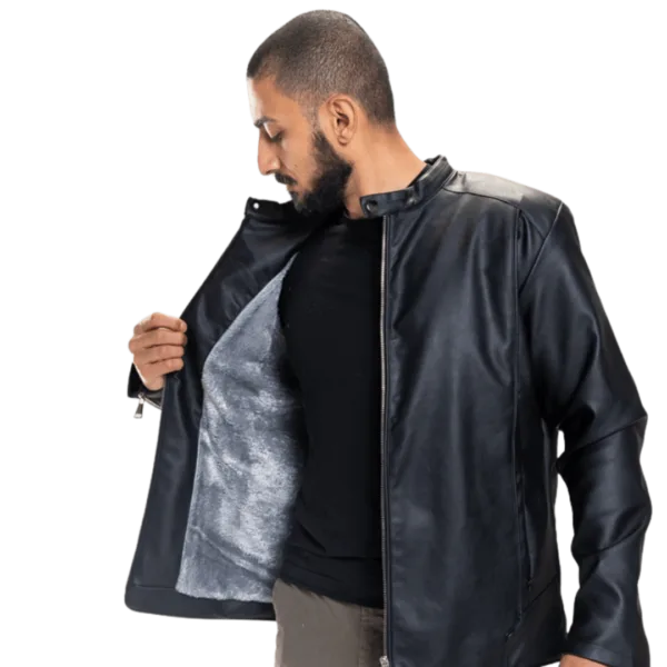 Black Streamline Leather Jacket - Image 3