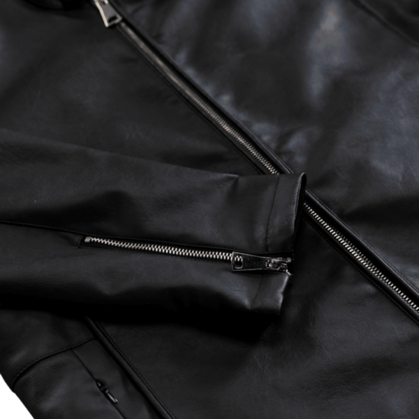 Black Streamline Leather Jacket - Image 8